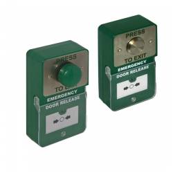 Dual Unit Green Domed Press to Exit and Emergency Door Release